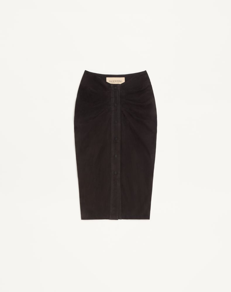 Valentino Women's Black Suede Midi Skirt Woman 48
