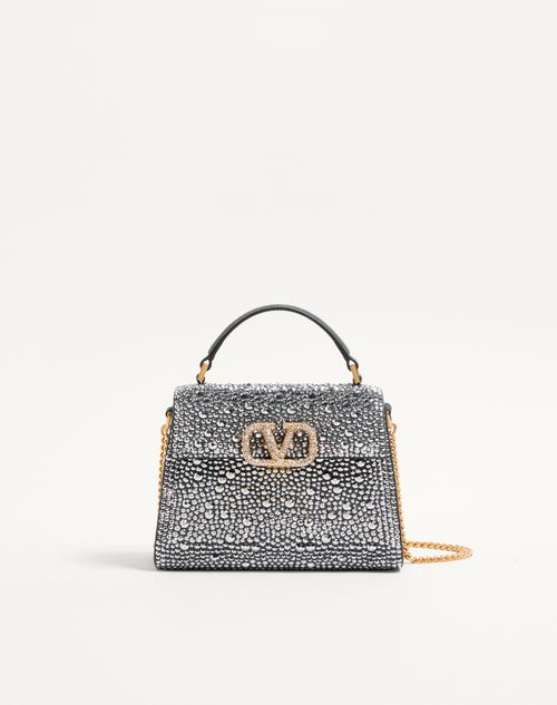 Valentino Garavani - Valentino Garavani Mini Vsling Handbag With Rhinestones And Jewel Logo - Crystal - Woman - Top Handle Bags