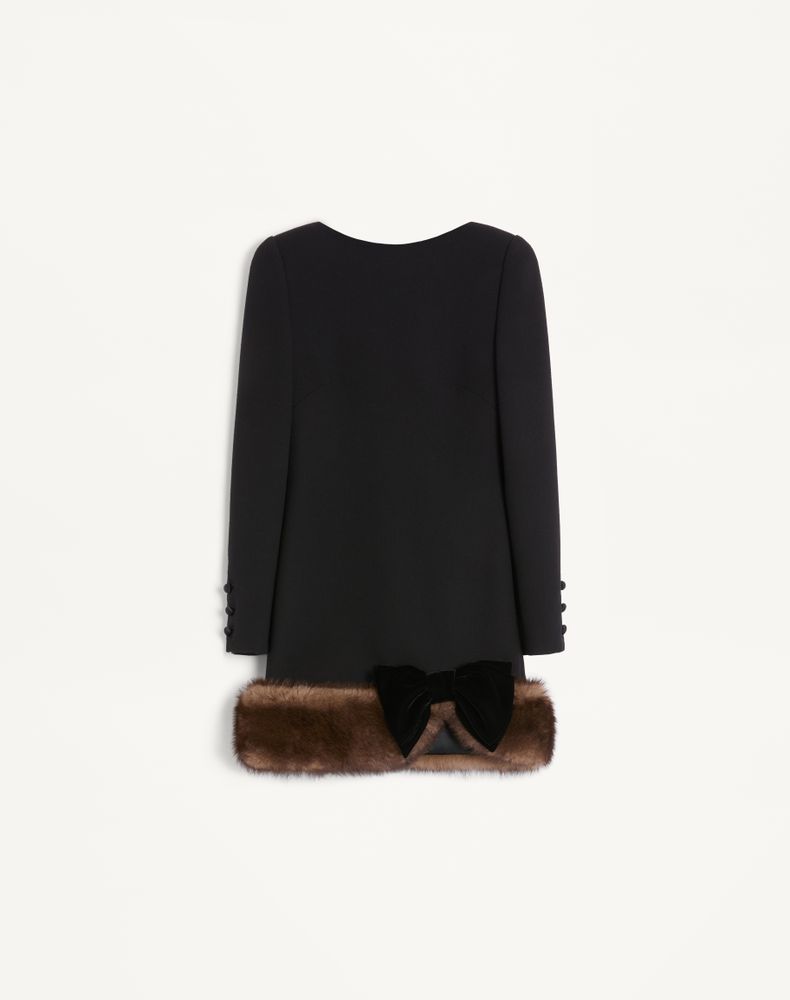 Valentino Women's Black Wool Crepe Short Dress Woman 42