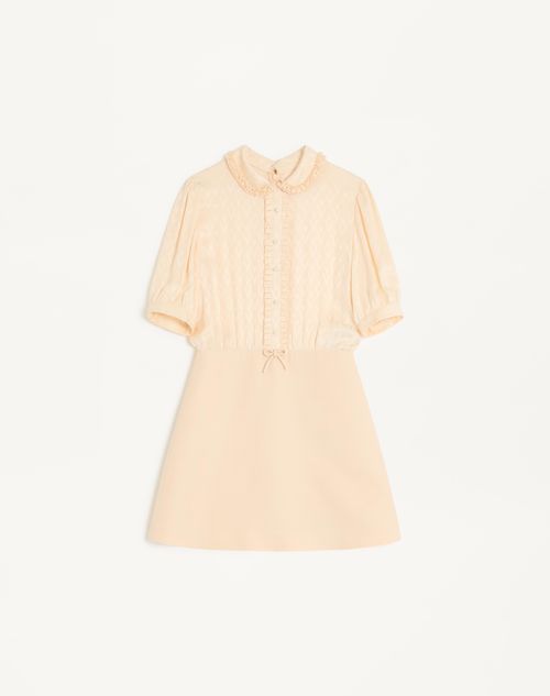 Valentino Robe Courte En Crêpe Couture Femme Bouleau 50 In Bouleau