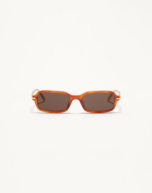 Valentino - Rectangular Acetate Eyewear - Ivory/black/brown - Unisex - Eyewear