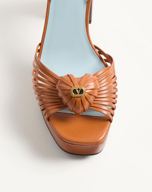 Valentino Garavani - Coeur Royal Platform Sandal In Kidskin 115mm - Roasted Pecan - Woman - Sandals