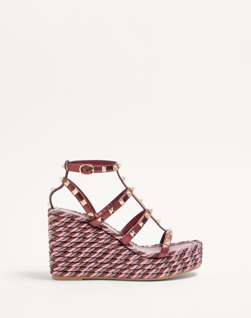 Valentino Garavani Rockstud Wedge Sandal In Laminated Nappa With 95mm Straps Woman Multicolour 42