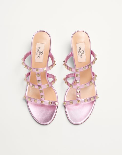Valentino Garavani - Rockstud Slide Sandal In Laminated Nappa 60mm - Giacinto - Woman - Sandals