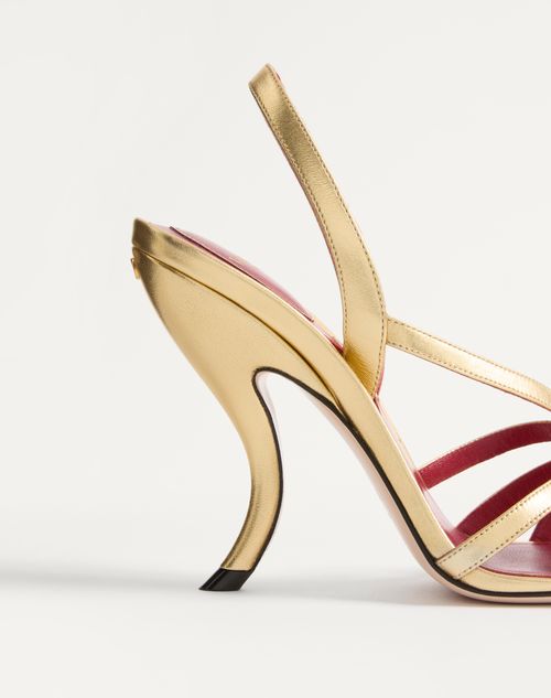 Valentino Garavani - Fetishique Sandal In Laminated Nappa 105mm - Antique Brass - Woman - Sandals