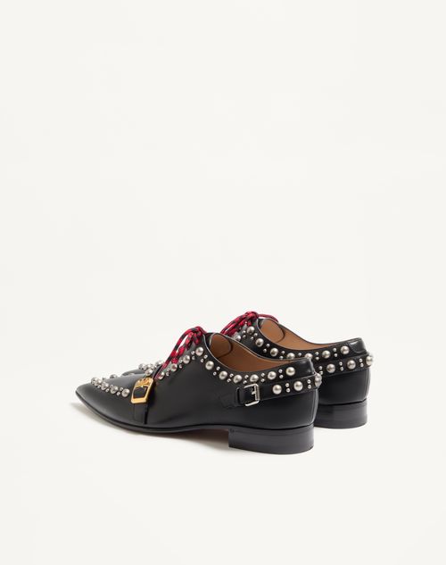 Valentino Garavani - Derby Mockers In Calfskin - Black - Man - Lace-ups