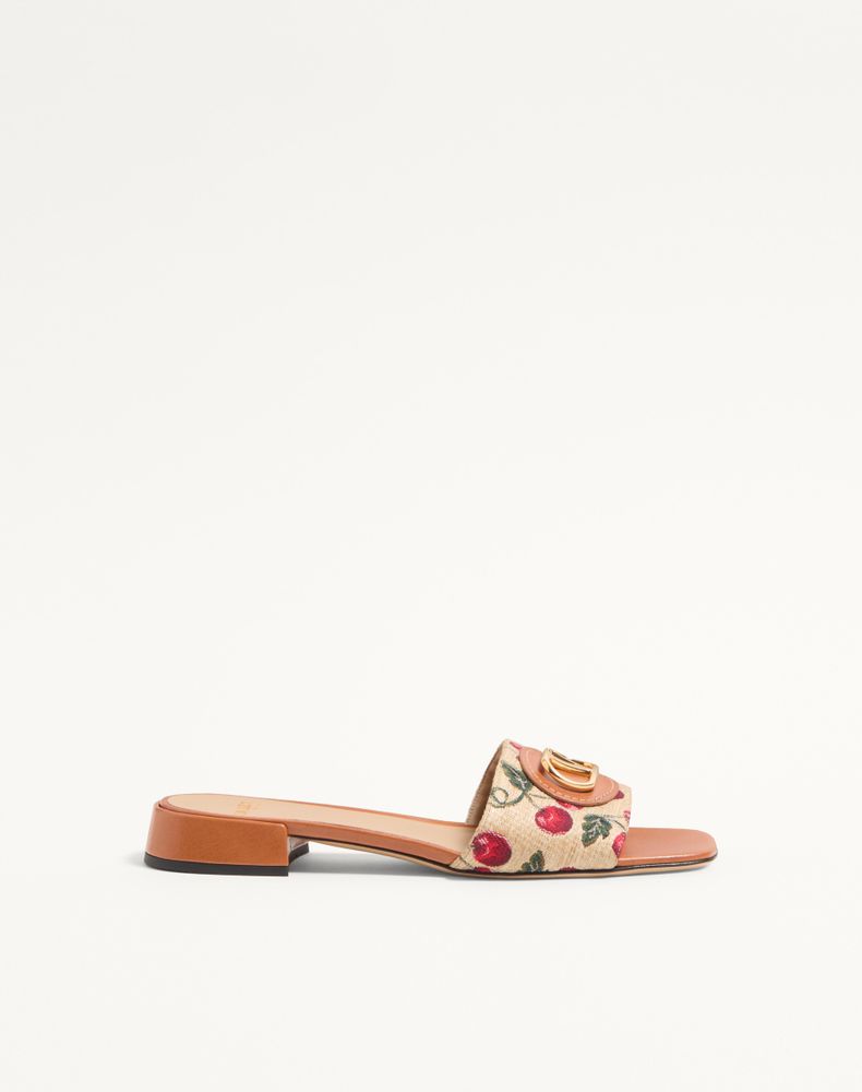 Valentino Garavani Women's Natural/Red Vlogo Signature Cherryfic Slide Sandal 20Mm Woman 36.5