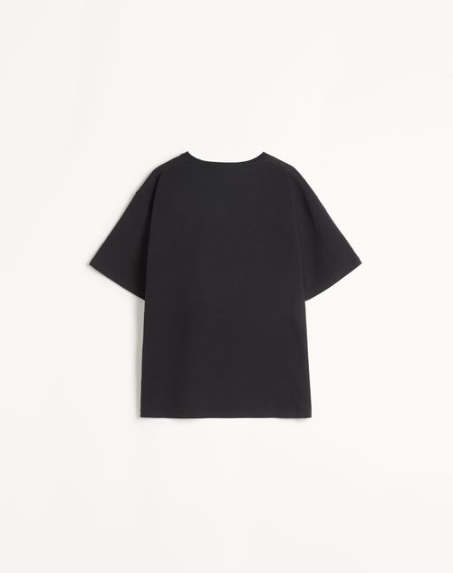 Valentino - Jersey Cotton T-shirt With Chez Valentino Print - Black - Woman - T-shirts And Sweatshirts