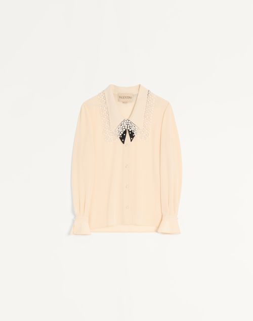 Valentino - Chemise En Crêpe De Chine - Ivoire - Femme - Chemises Et Tops