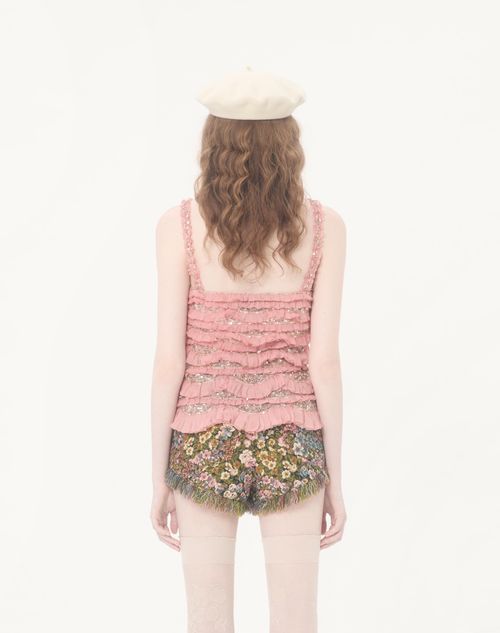 Valentino - Tulle Illusione Embroidered Top - Pink - Woman - Shirts & Tops