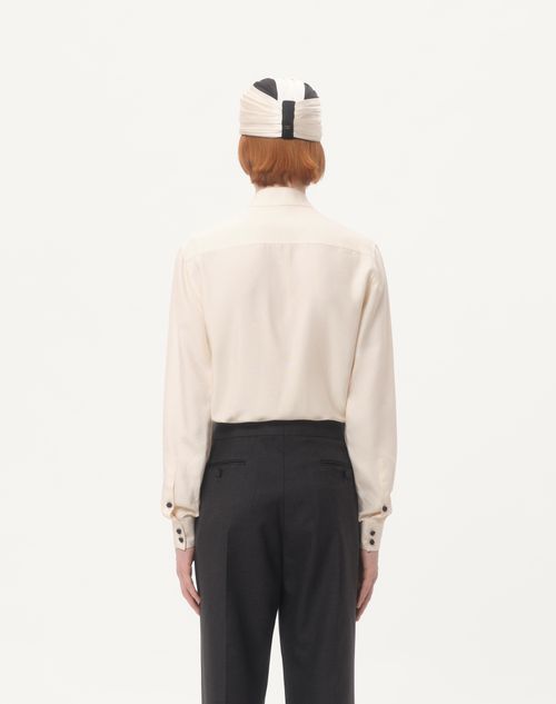 Valentino - Silk Shantung Shirt With Toggle - Cream - Man - Shirts