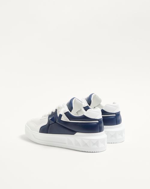 Valentino Garavani - One Stud Xl Low-top Sneaker In Perforated Nappa - Blue/white - Man - Trainers