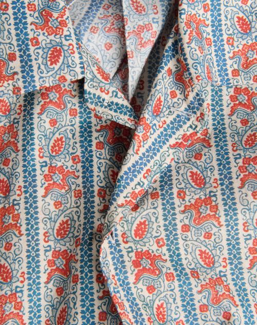 Valentino - Cotton Muslin Pyjama Shirt With Voyage Imaginaire Print - Beige/blue/red - Man - Shirts