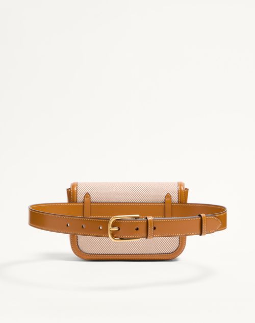 Valentino Garavani - Valentino Garavani 9to5 Canvas Belt Bag - Natural/tobacco - Woman - Belt Bags