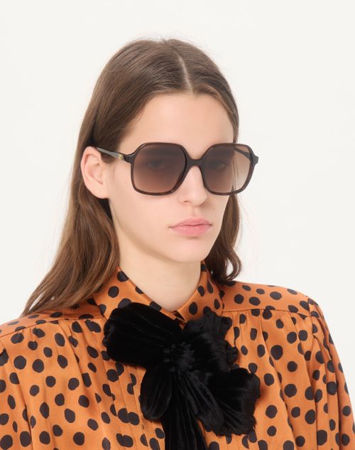 Valentino - Rechteckige Acetat-brille - Havana/braun - Frau - Brillen