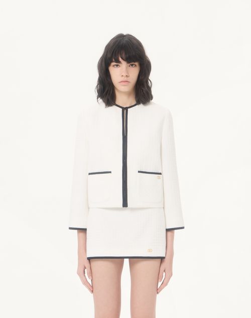 Valentino - Canestrello Cotton Tweed Jacket - Latte/black - Woman - Jackets And Blazers