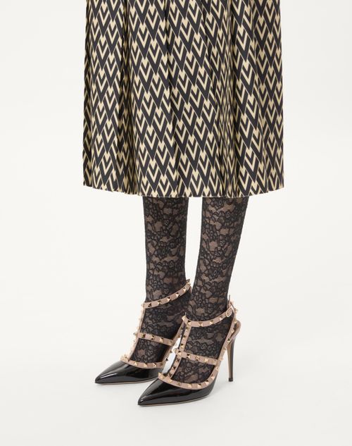 Valentino Garavani - Patent Rockstud Caged Pump 100mm - Black/poudre - Woman - Pumps