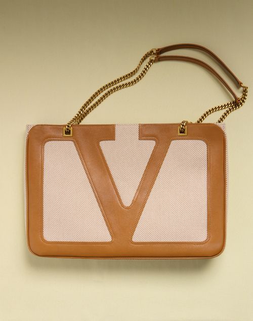 Valentino Garavani - Valentino Garavani Viva Superstar Medium Canvas Shopping Bag - Natural/spice - Woman - Totes