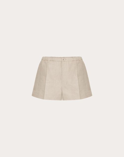 Valentino Bermudas Aus Linen Canvas Frau Beige Gravel 38 In Neutral