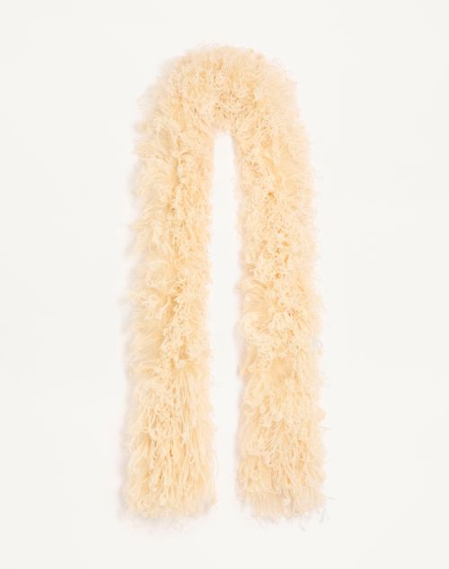 Valentino Garavani - Valentino Feathers Scarf With Ostrich And Turkey Feathers - Cream - Woman - Soft Accessories