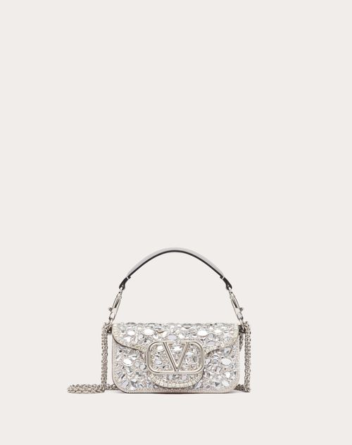 Valentino Garavani Small Locò Shoulder Bag With Crystals Woman Silver Uni