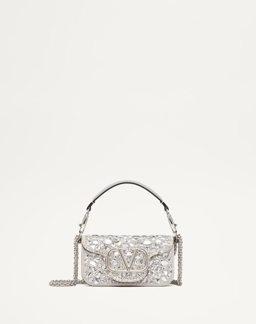 Valentino Garavani Small Garavani Locò Shoulder Bag With Crystals Woman Silver Uni