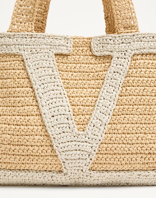 Valentino Garavani - Valentino Garavani Viva Superstar Large Raffia Shopping Bag - Natural/butter - Woman - Totes