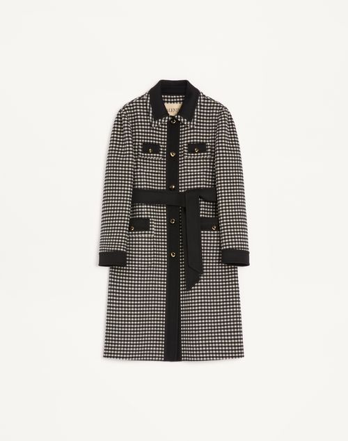 Valentino - Micro Vichy Coat - Ivory/black - Woman - Coats And Outerwear
