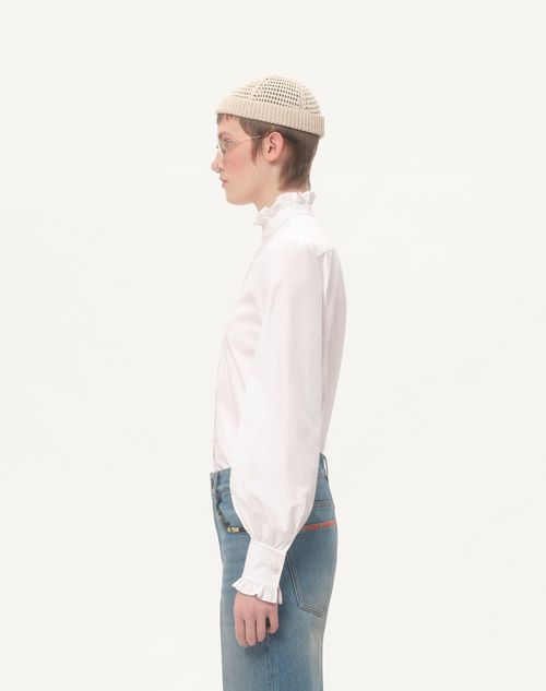 Valentino - Cotton Popeline Shirt - White - Woman - Shirts And Tops