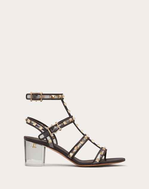 Valentino Garavani Rockstud Sandals In Polymer Material With Straps And Plexi Heel 60 Mm In Brown/transparent