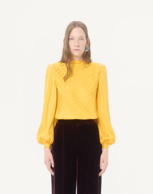 Valentino - Vlogo Striped Jacquard Top - Yellow - Woman - Shirts And Tops