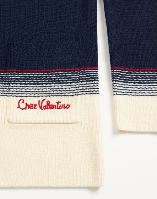Valentino - Wool Cardigan - Navy/birch - Woman - Knitwear