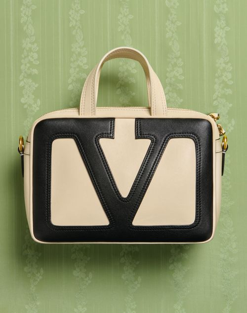 Valentino Garavani - Valentino Garavani Viva Superstar Nappa Leather Handbag - Butter/black - Woman - Top Handle Bags