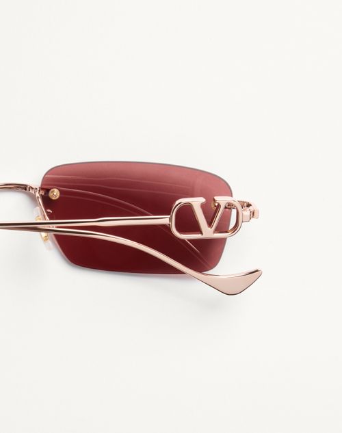 Valentino - Rectangular Metal Eyewear - Gold/brown - Unisex - Eyewear