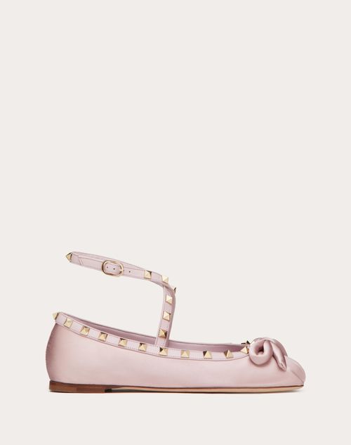 Shop Valentino Garavani Rockstud Satin Ballerina Woman Water Lilac 42