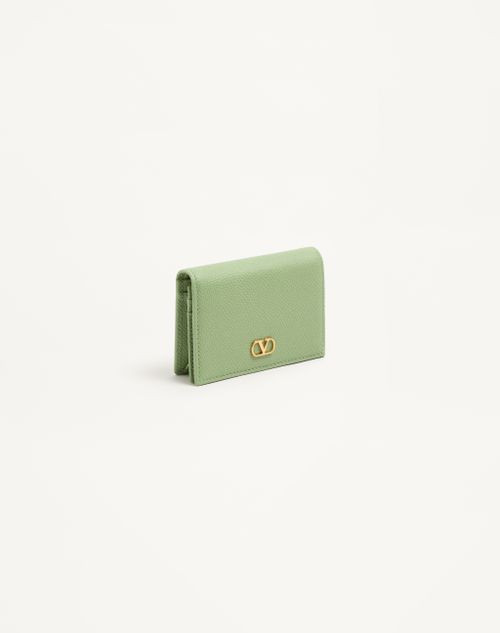Valentino Garavani - Vlogo Signature Grainy Calfskin Wallet - Mint - Woman - Wallets And Small Leather Goods