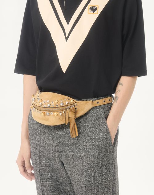 Valentino - Valentino Cotton Polo With Inlaid V And Embroidered Panther Patch - Black/butter - Man - Tshirts And Sweatshirts
