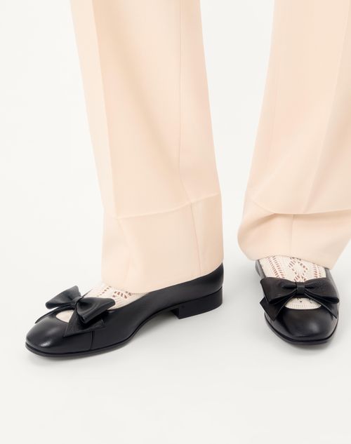 Valentino Garavani - Bowow Kidskin Ballerina - Black - Man - Loafers And Driver
