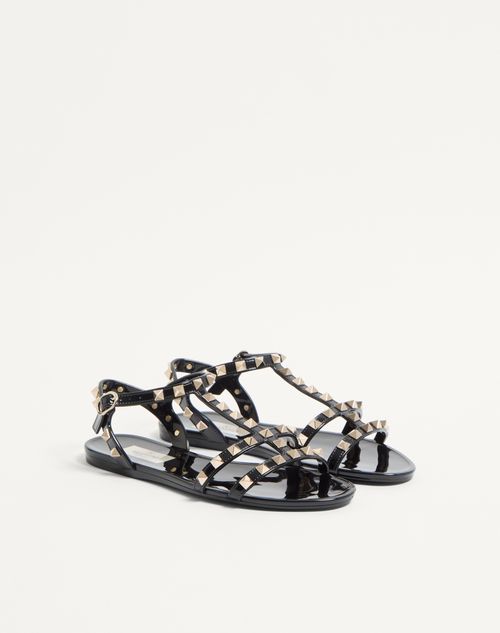 Valentino Garavani - Rockstud Flat Rubber Sandal - Black - Woman - Sandals