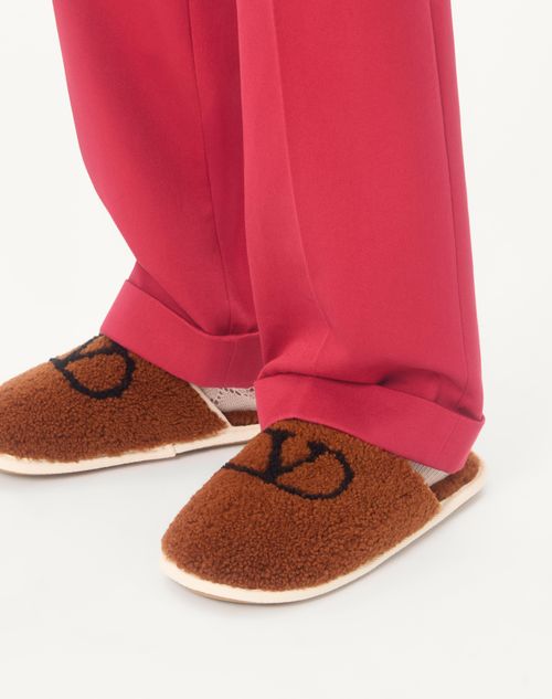 Valentino Garavani - Ta Chambre Wool Slide - Tobacco - Man - Sandals