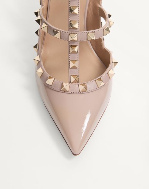 Valentino Garavani - Patent Rockstud Caged Pump 100mm - Poudre - Woman - Pumps