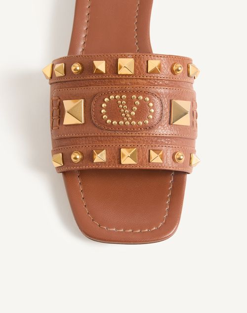 Valentino Garavani - Plaster Caster Slide Sandal In Buffalo 20mm - Tobacco - Woman - Sandals