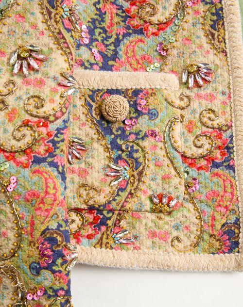 Valentino - Piquet Jacket With Voyage Imaginaire Paisley Print - Multicolor - Woman - Jackets And Blazers