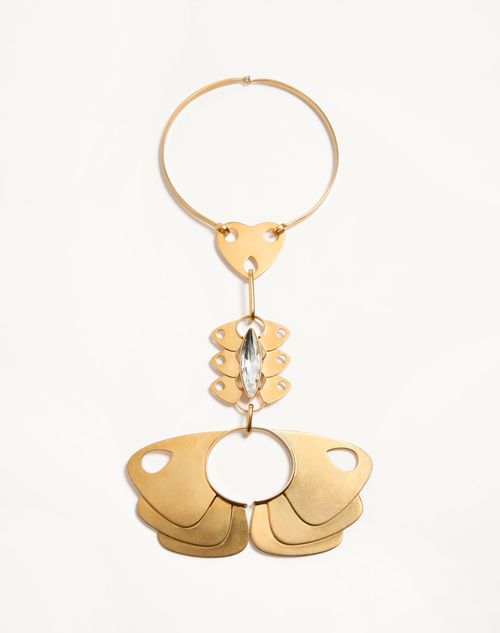 Valentino Garavani - Pages Necklace In Metal And Crystals - Gold/crystal - Woman - Fashion Jewelry