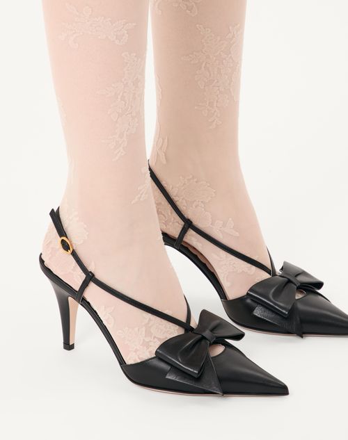 Valentino Garavani - Zapato Bowow De Cabritilla Con Correa Trasera Y Tacón De 45 mm - Negro - Mujer - Salones