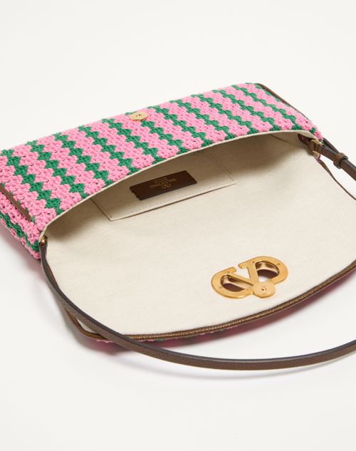Valentino Garavani - Valentino Garavani Devain Small Shoulder Bag In Crochet Fabric - Pink/green - Woman - Shoulder Bags