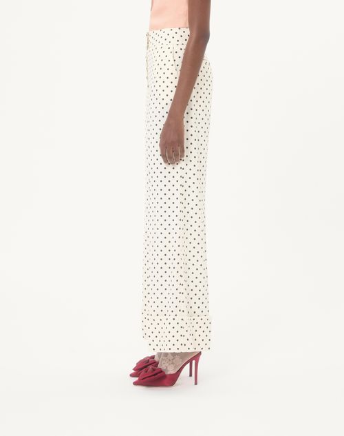 Valentino - Supergran Trousers With Plusdepois Print - Birch/black - Woman - Pants And Shorts