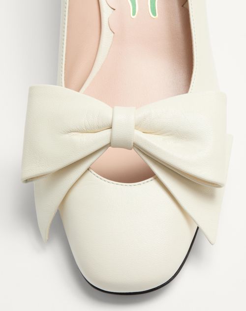 Valentino Garavani - Zapato Bowow De Cabritilla Con Tacón De 45 mm - Marfil - Mujer - Salones