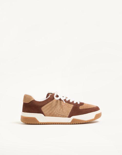 Valentino Garavani - Sparry Trainer In Split Leather - Brown/camel - Man - Trainers