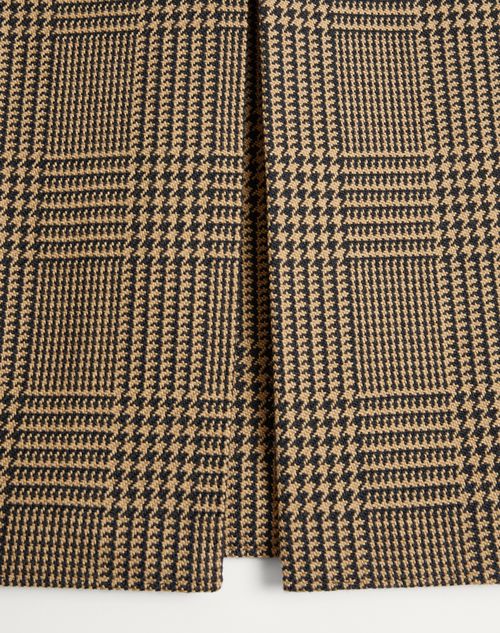 Valentino - Valentino Double-breasted Wool Coat With Glen Plaid Pattern - Camel/black - Man - Coats And Blazers